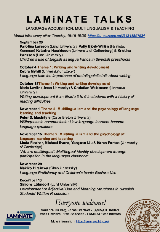 Poster for the autumn talks. Open to use screen reader.