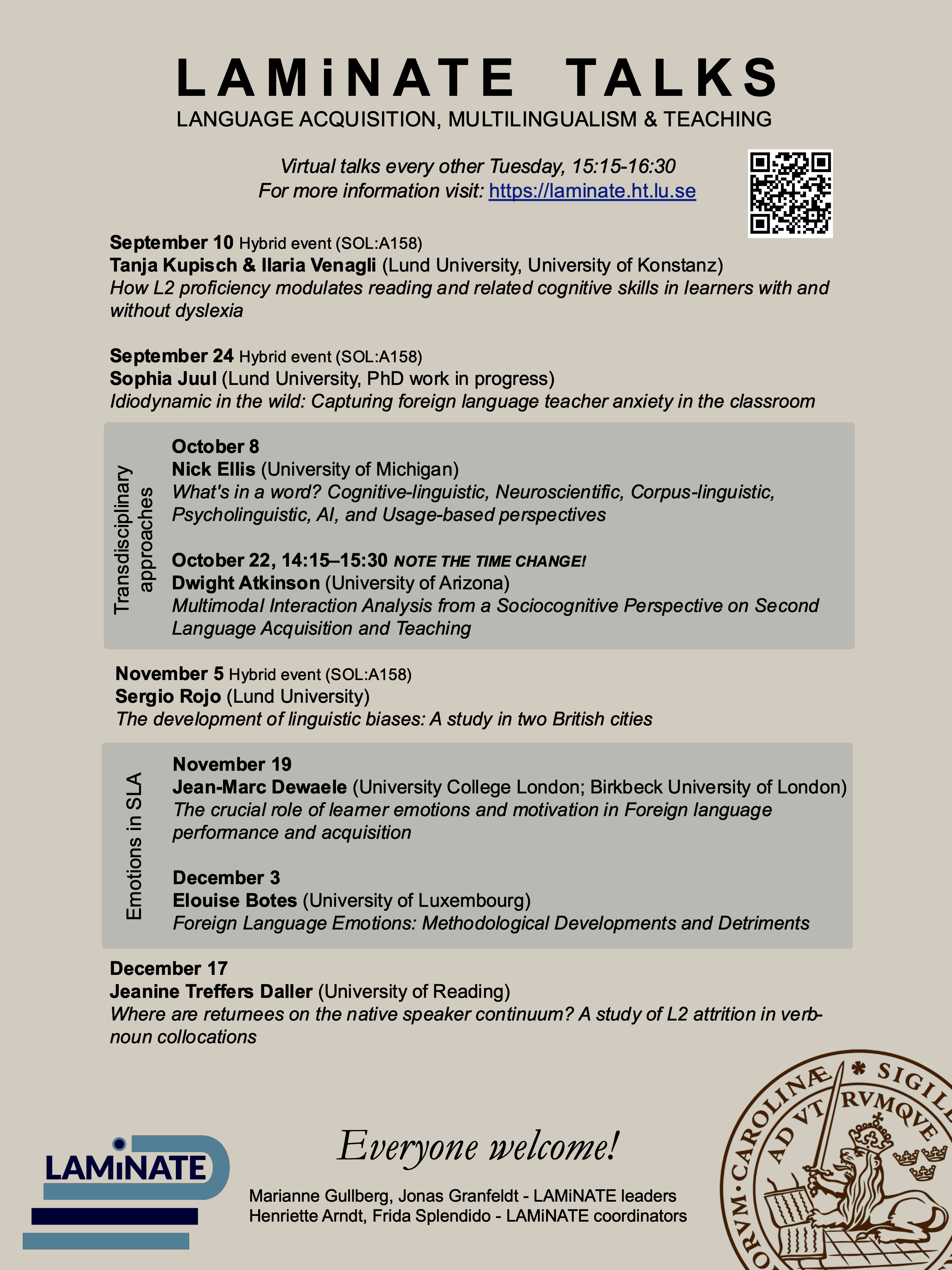 Tabular overview of the HT24 LAMiNATE program