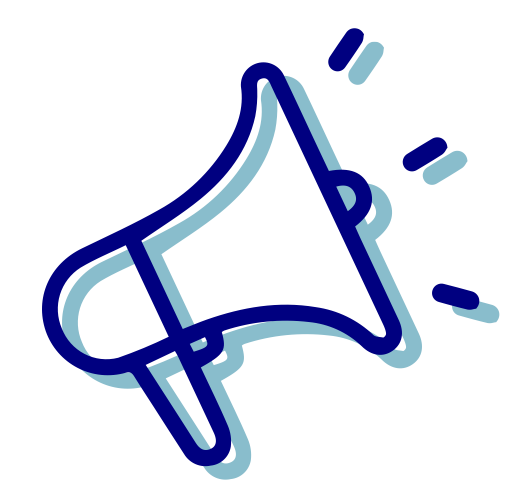 A drawing of a blue megaphone